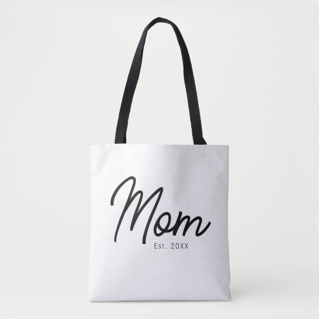 Mamma etablerade svart skript minimalistisk elegan tygkasse (Framsida)