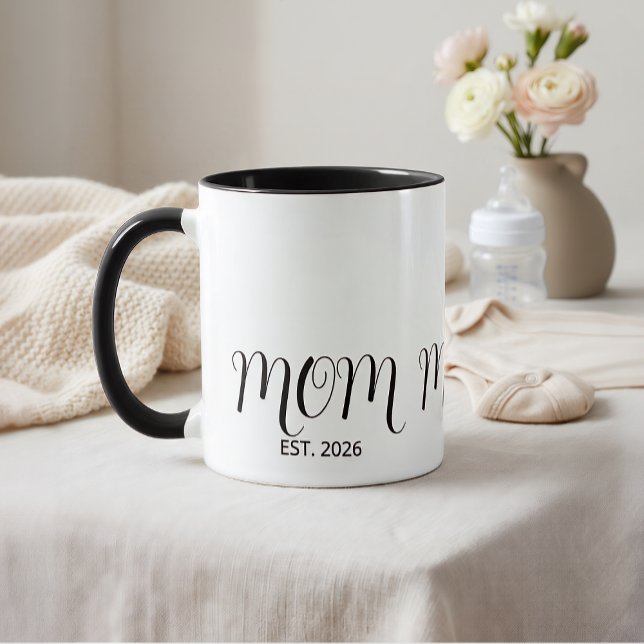 Mamma etablerade svart skript Ny mammappresent  Mugg (Skapare uppladdad)