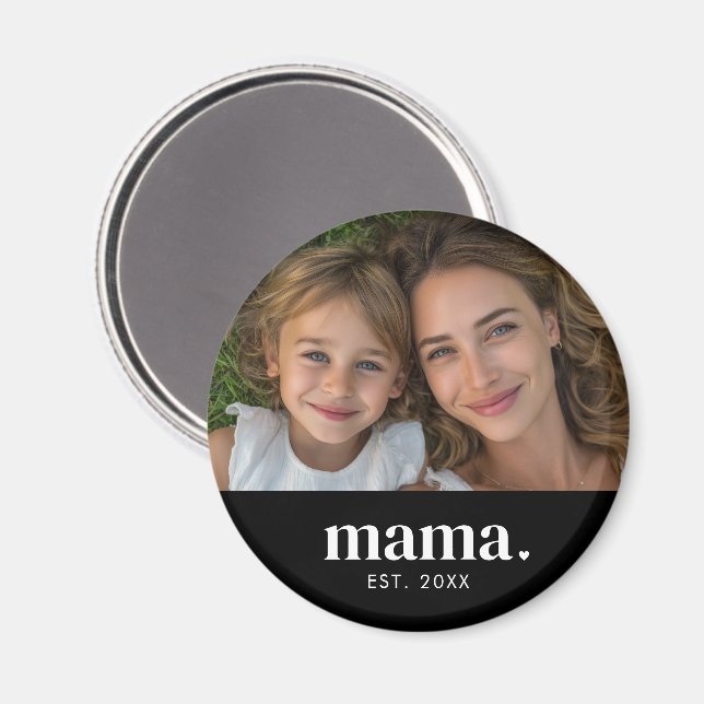 Mamma Etablerade Svart Vitt Modernt Foto  Magnet (Front/Back)