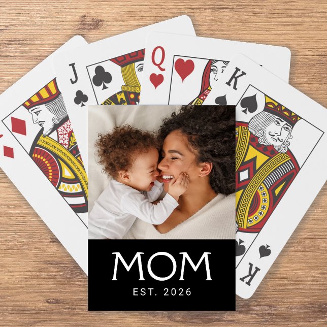 Mamma Etablerade Typografi Svart Foto Casinokort (Skapare uppladdad)