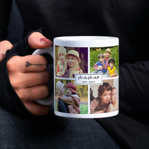 Mamma Etablerat År 4 Foto Collage Mors Present Kaffemugg