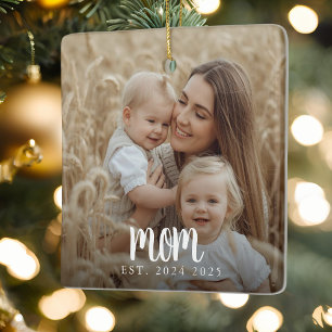Mamma Etablerat fotovitt skript Julgransprydnad Keramik