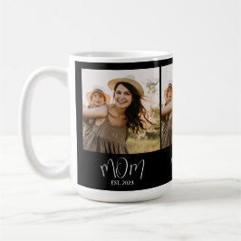 Mamma Etablerat skript, svart 3-foto Kaffemugg