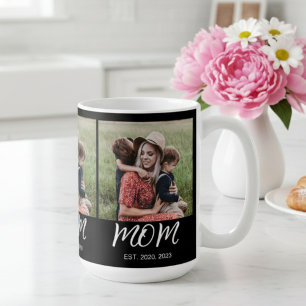 Mamma Etablerat skript, svart 3-foto Kaffemugg