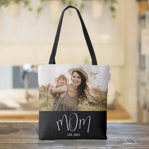 Mamma Etablerat skript, svart foto Tygkasse