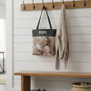 Mamma Etablerat skript, svart foto Tygkasse
