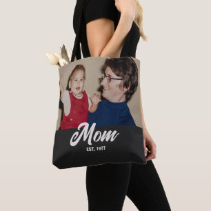 Mamma Etablerat skript, svart foto Tygkasse
