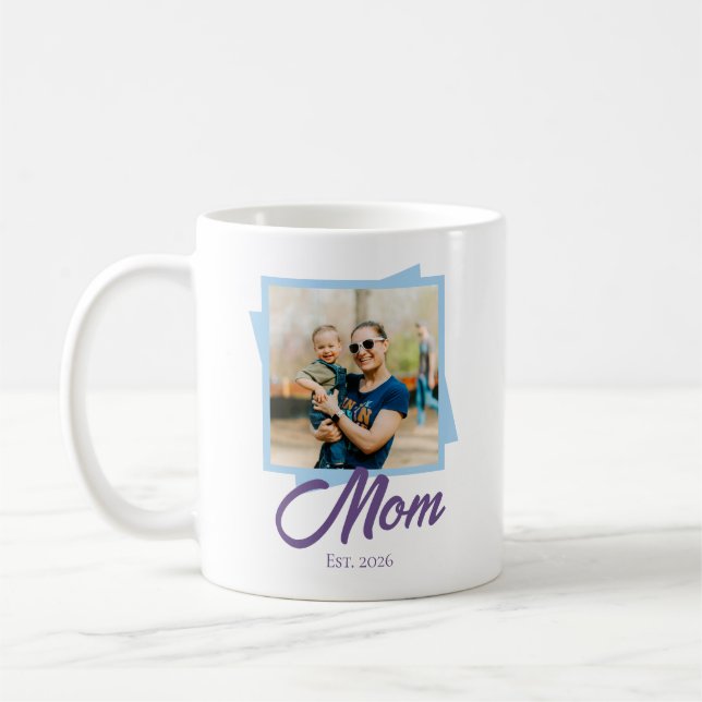 Mamma Etableringsår med anpassad bild Kaffemugg (Vänster)