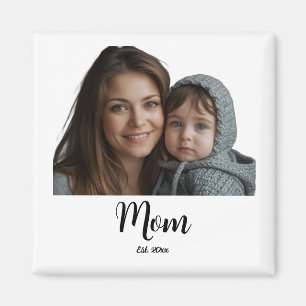 Mamma Etableringsår Svart Modern Skrift Magnet