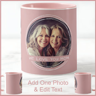 Mamma Ett Foto & Text Dammt Rosa C91 Tvåton Mugg