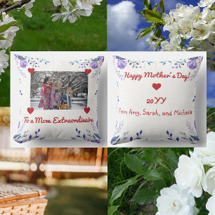 Mamma Extraordinaire Hearts Photo Blommigt Chic Sc Kudde