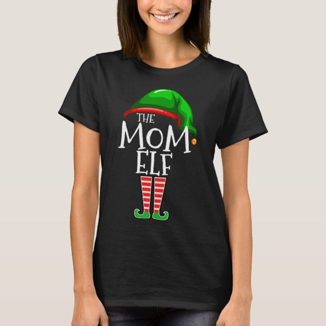 Mamma-familjen Elf som matchar julgåvan Mamma T Shirt (Framsida)