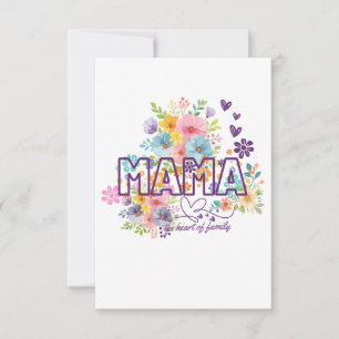 Mamma familjens hjärta Trendig design Tack Kort