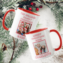 Mamma-familjens julfoto, rött och vitt