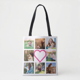 Mamma Family Photo Collage Rosa Heart Tygkasse