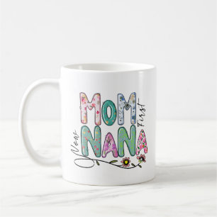 Mamma First Now Nana Cute Pastel Färg Gift Nana Kaffemugg