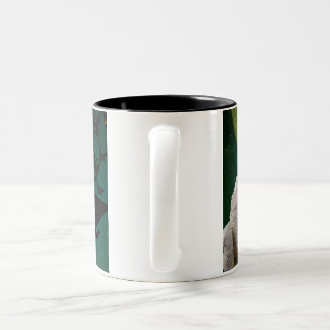 Mamma, fladdermus & mån Halloween Två-Tonad Mugg (Handtag)