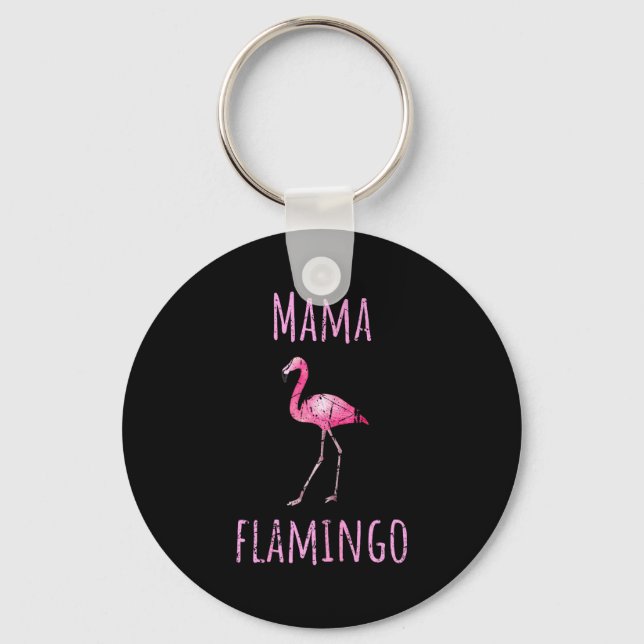 Mamma flamingo tropisk sommar djur akvarell nyckelring (Framsida)