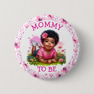 Mamma Flickans Blommigt Baby Shower Knapp