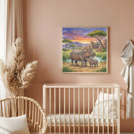 Mamma Flodhäst och Kalv Dagsnurra Poster