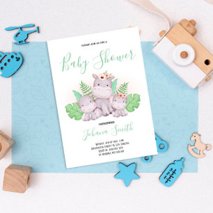 Mamma Flodhäst Safari Baby Shower Inbjudan