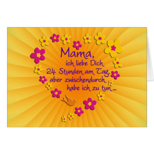 MAMMA Flowers Heart Sällande i german + ryggen. Hälsningskort