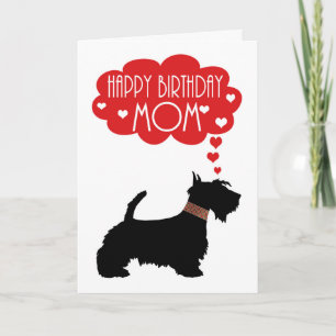 Mamma födelsedag med Silhouette Scottish Terrier Kort