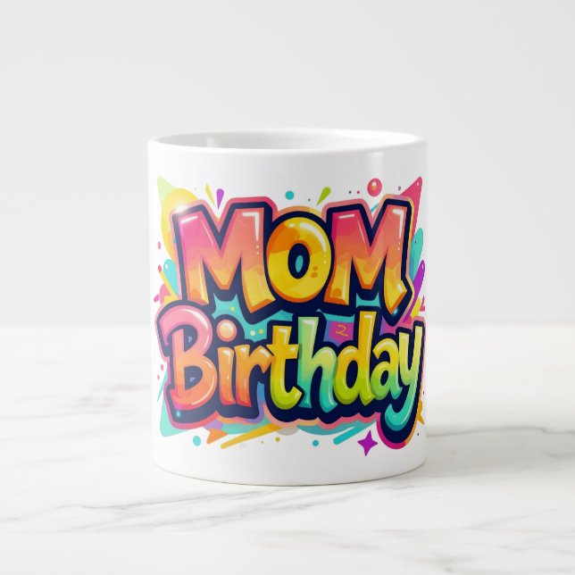 Mamma Födelsedag Regnbåge Graffiti Present till Ma Jumbo Mugg (Framsidan)