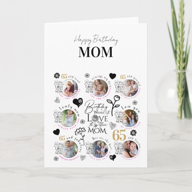 Mamma Födelsedags Foto Collage Minnessaker Typogra Kort (Framsida)