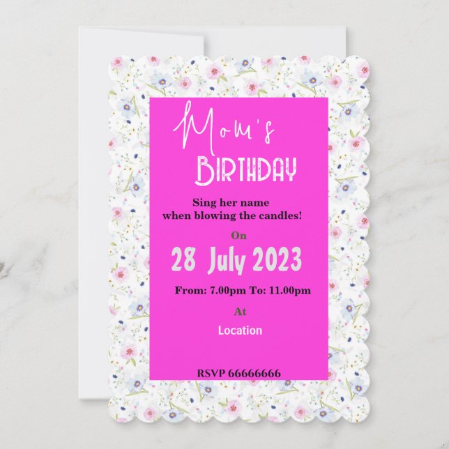 Mamma födelsedagsinbjudan inbjudningar (Framsida)