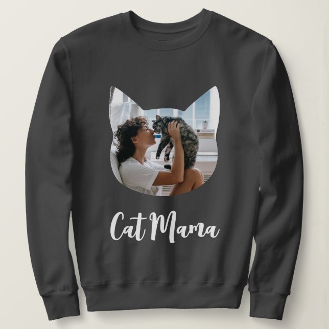 Mamma för anpassningsbar Cat Shaped Photo Cat Love T Shirt (Design framsida)