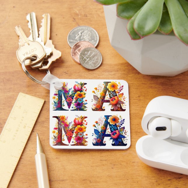 MAMMA för blommigt Nyckelring (Skrivbord)