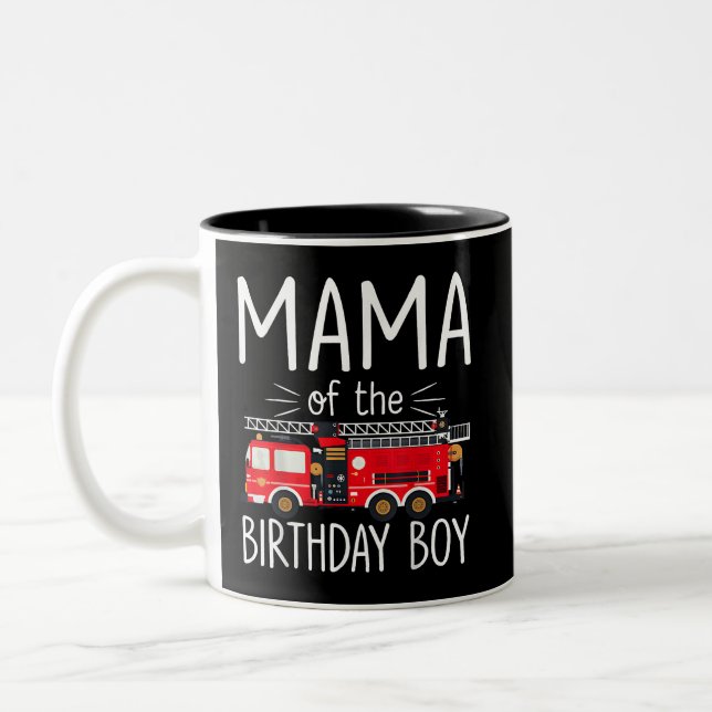 Mamma för brandsläckare i Birthday Boy Lastbil Fa Två-Tonad Mugg (Vänster)