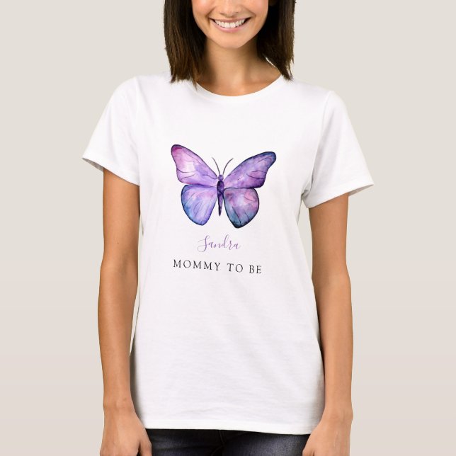 Mamma för Butterfly Baby Shower-Elegant som ska va T Shirt (Framsida)