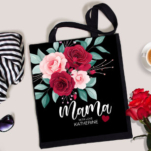 Mamma för elegant av vattenfärgsblommigt tygkasse