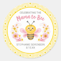 Mamma för Gult till Bee Baby Shower Classic Round