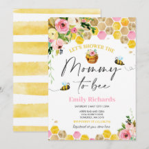 Mamma för inbjudan till Blommigten Bee Baby Shower