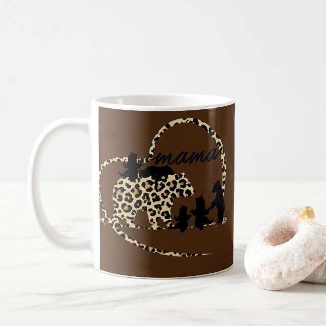 Mamma för kvinnans Cute Trendig Bear 5 Unge Mamma  Kaffemugg (Med munk)
