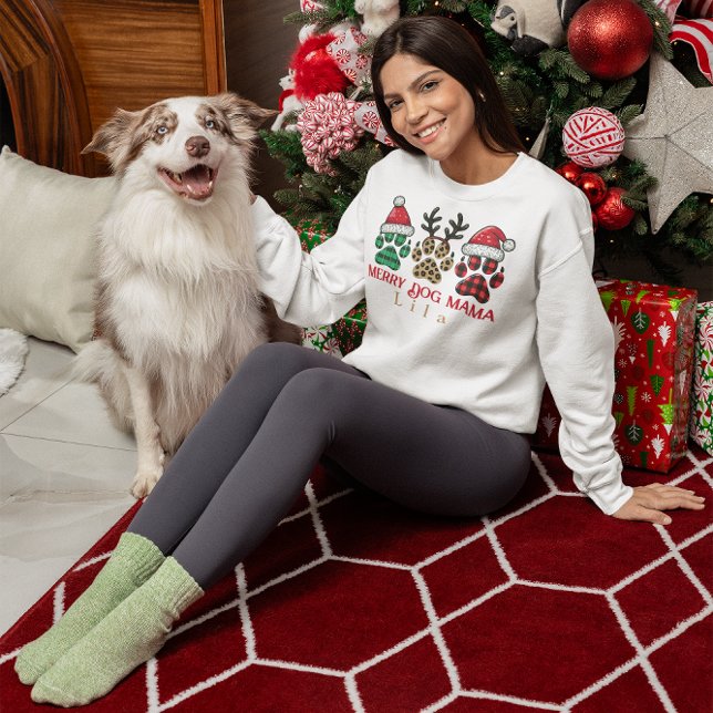 mamma för merry personlig hund t shirt (PERSONALIZED MERRY DOG MAMA SWEATSHIRT)