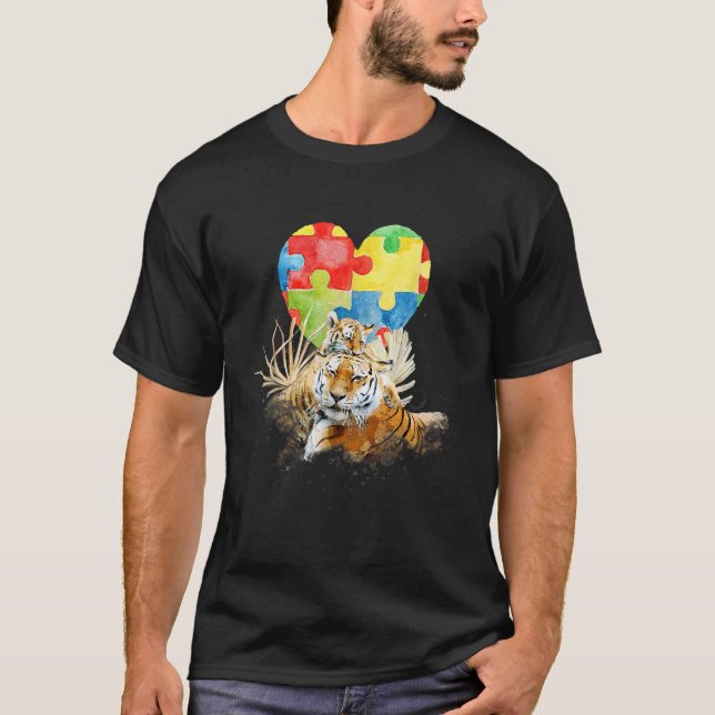Mamma för ökad medvetenhet om autism Tiger med Bab T Shirt (Framsida)