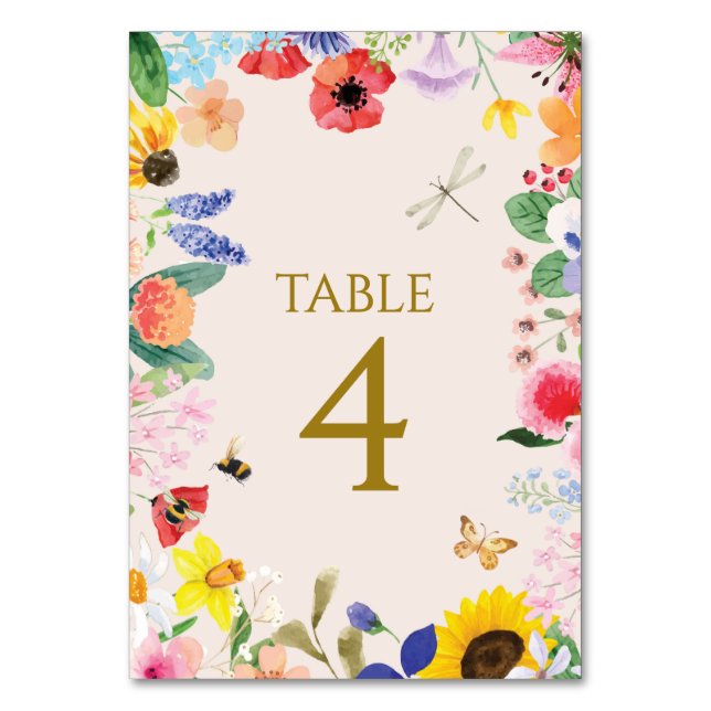 Mamma för små vilda blommor till Bee Baby Shower Bordsnummer (Framsidan)