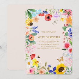 Mamma för små vilda blommor till Bee Baby Shower Inbjudningar