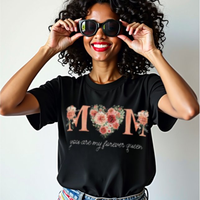 Mamma Forever Queen Blommigt Heart T-Shirt (Skapare uppladdad)