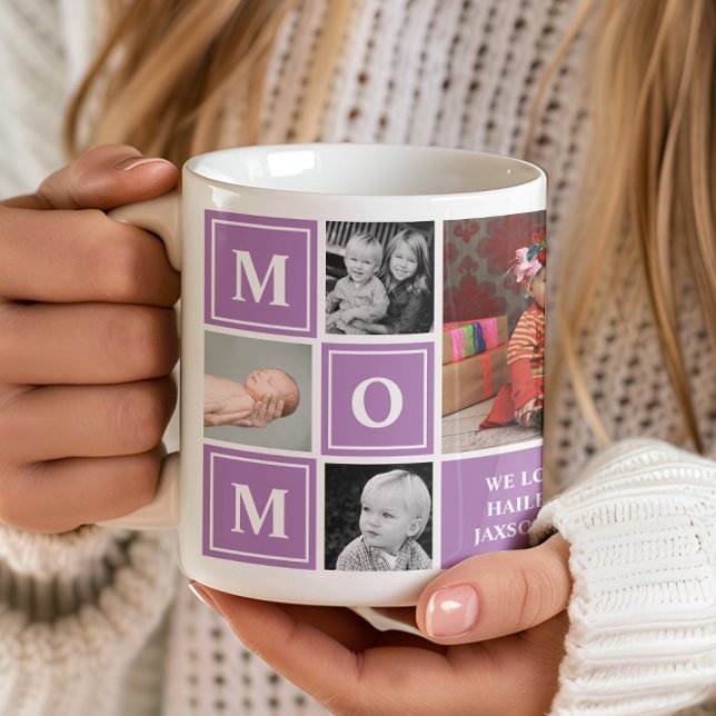 Mamma Foto Collage Lila Mors Dag Kaffemugg (Skapare uppladdad)