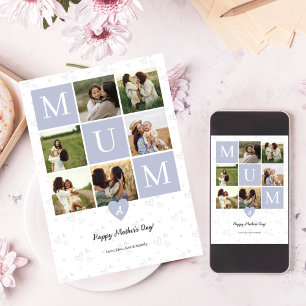 Mamma Foto Fyrkantig Monogram & Personlig Helgkort