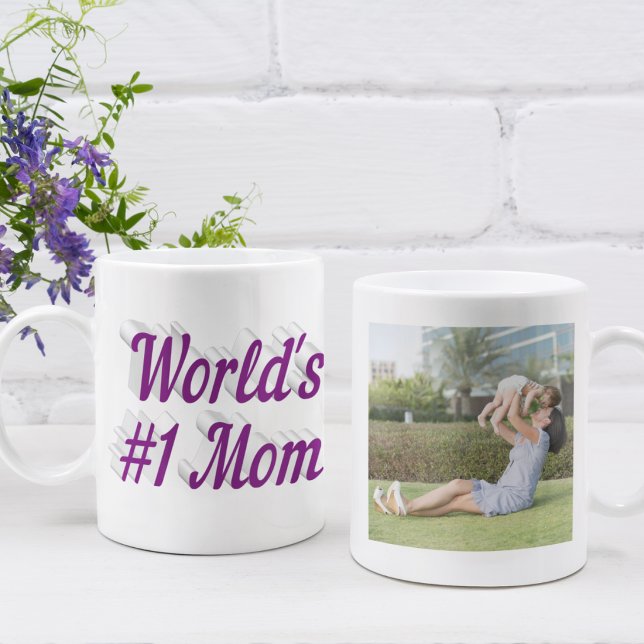 Mamma Foto lila text Kaffe Mugg (Skapare uppladdad)