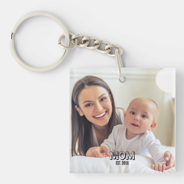 Mamma Foto Minimal Svart Typografi Est. År (Framsidan)