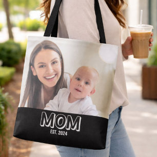 Mamma Foto Minimal Typografi Grundat År Tygkasse