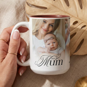 Mamma Fotokollage Första Mors Dag Minnessgåva Två-Tonad Mugg