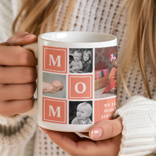 Mamma Fotokollage Korall Rosa Mors Dag Kaffemugg
